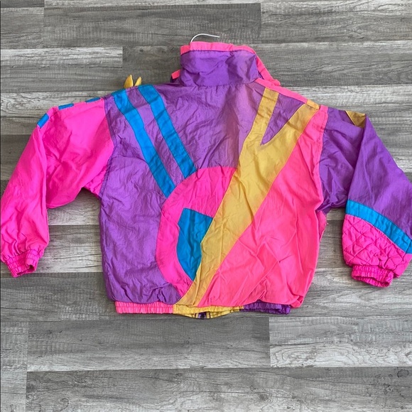 💛 Colorful Vintage Windbreaker Jacket Size 10/12 - Picture 4 of 4